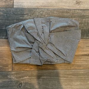 Socialite gingham twist front strapless top